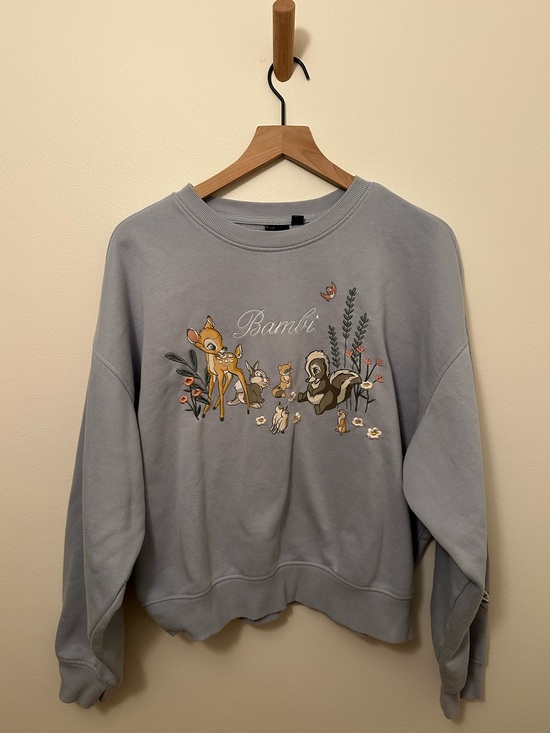 Disney Tops - Disney Bambi and Friends Embroidered Powder Blue Crewneck Sweatshirt